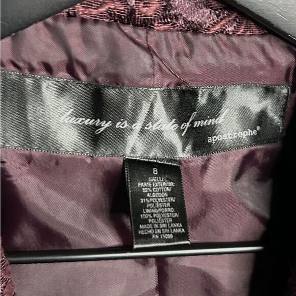 Apostrophe Metropolitan Luxe II Plum Brocade Blazer - Picture 9 of 11